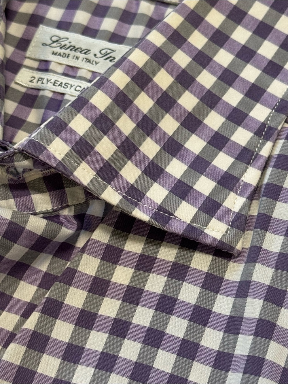 Linea In made in Italy Purple Gingham Men's Dress Shirt